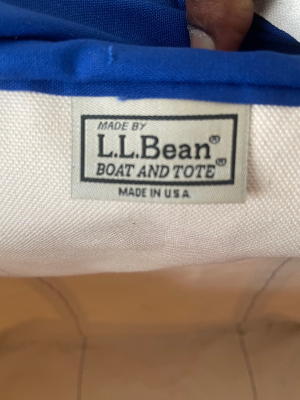 LL Bean Boat and Tote Canvas Big Large Bag Blue Straps Crinkled - Picture 5 of 6